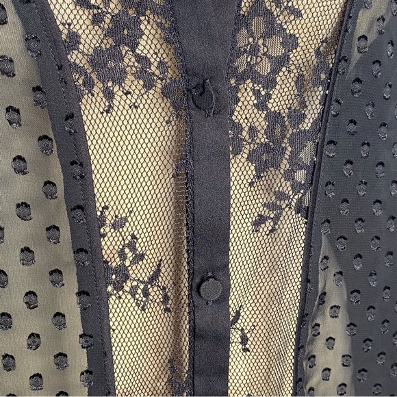 Ann Taylor Black Lace Swiss Dot Blouse - Picture 5 of 10